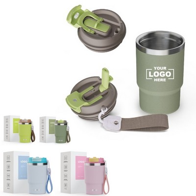 Double Wall Leakproof Vacuum Coffee Tumbler with Lanyard 16OZ