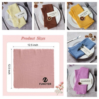 Washable Soft Cotton Unhemmed Table Dinner Napkins 12.5 x 12.5"