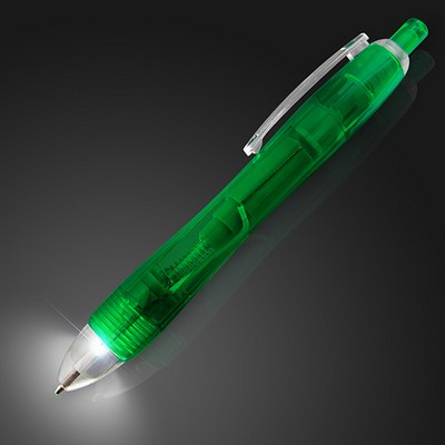 White LED Light Tip Green Pen - BLANK