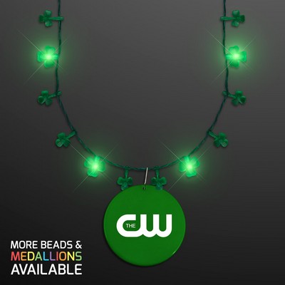 Shamrock String Light Necklace with Green Medallion - PRINTED
