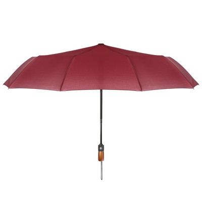 Auto Folding Umbrella with Wood Handle