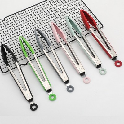 Stainless Steel Locking Kitchen Tongs With Silicone Tips Set