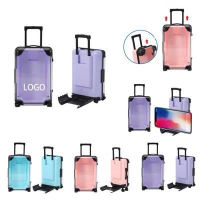 2-In-1 Mini Plastic Clear Suitcase & Phone Stand Luggage Box