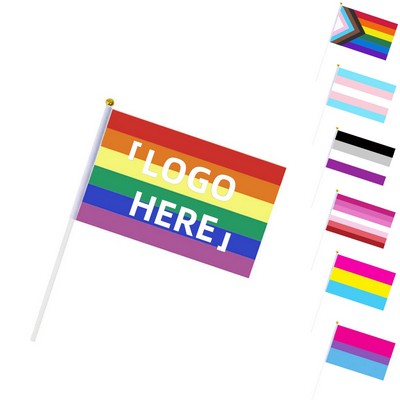 5.5" x 8.3" Progress Rainbow Pride Handheld Flag