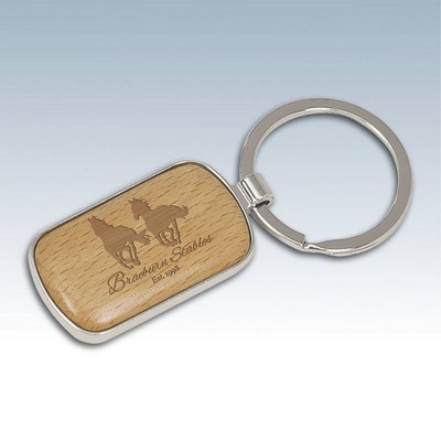 Silver and Wood Key Chains w/Round Corner