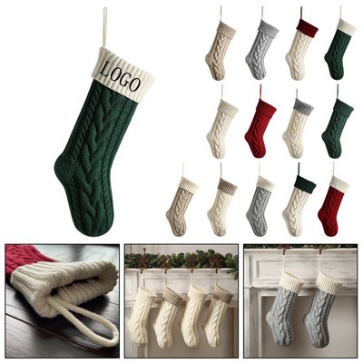 Large Knitted Christmas Stocking Gift Bag