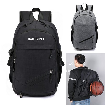 Polyester Backpack W/ Mesh Basketball Pouch