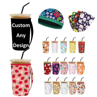 Beverage Sleeve Reusable Neoprene Cooler with Handle
