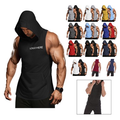Workout Hoodie Muscle Fitting Sleeveless Shirt