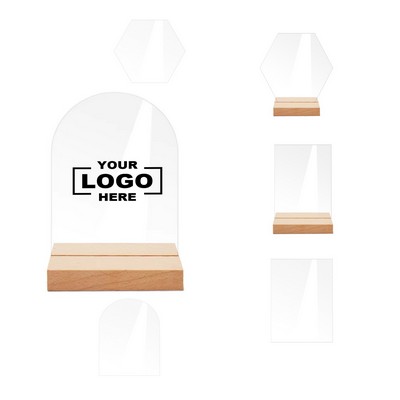 Acrylic Sign Holder with Wooden Stand for DIY Creativity