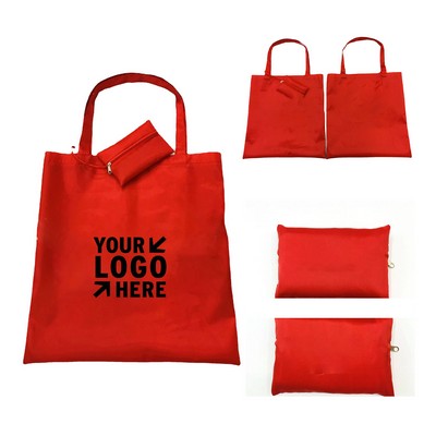190T Polyester Square Foldable Shopping Tote Bag
