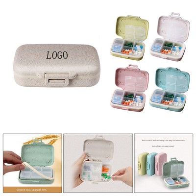 Portable Wheat Straw 6-Grid Pill Organizer Box