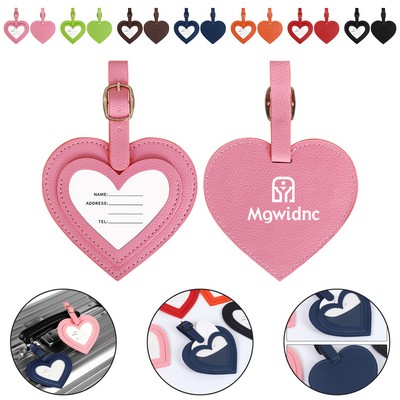 Heart-Shaped PU Luggage Tag - Durable
