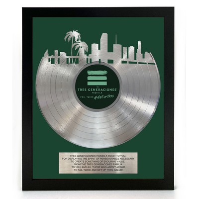 Platinum Framed LP Record W Cut-Out Design - Custom Background & Plaque