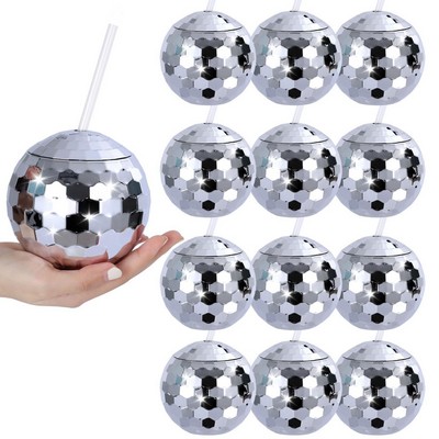 Mirror Disco Ball Cup with Straw