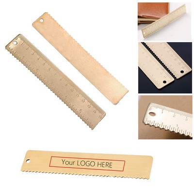 6-Inch Dual Scale Wavy Brass Ruler