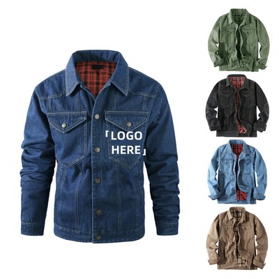 Western Men Plaid Flannel Jacket