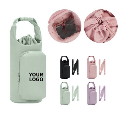 Insulated Bottle Carrier With Zipper Phone Pocket And Key Leash