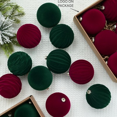 Dark Velvet Flocked Christmas Ornament Balls