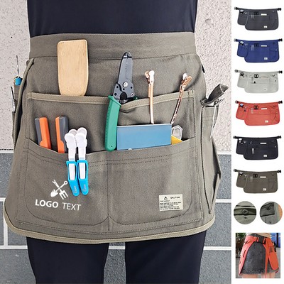 Half Canvas Waist Apron With Muti-Pockets