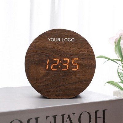 Curved Wooden LED Alarm Clock