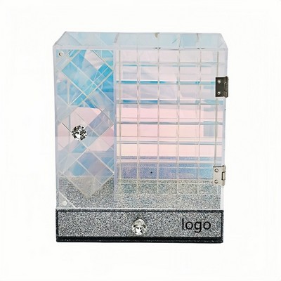 Clear Black Acrylic Lipstick Organizer with Transparent Display for Makeup Storage