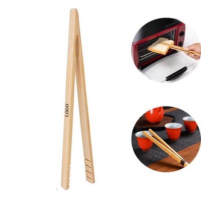 Bamboo Toast Tongs with Non Slip Grip 10"