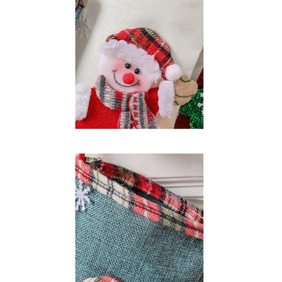 Burlap Large Christmas Stocking Fence Gift Bag Tree Hanging Ornament Candy Bag Decoration