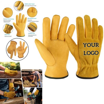 Premium 100% Cowhide Leather Work Gloves