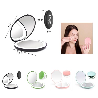 Foldable LED Lighted Travel Makeup Mirror