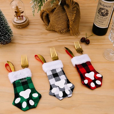 Christmas Cat Paw Cutlery Cover Table Decor Cat Paw Fork and Knife Holder