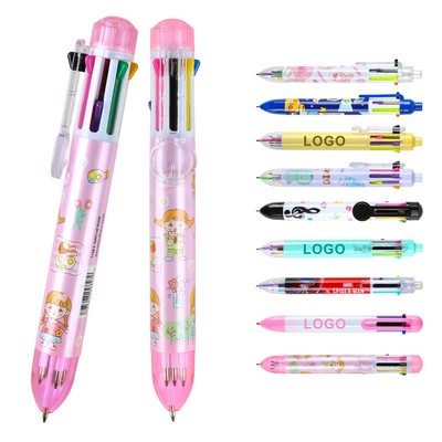 10 Color Retractable Ballpoint Pen HighQuality Multicolor Gel Pen