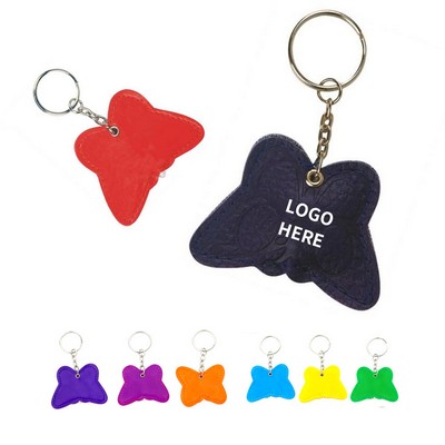 Butterfly-Shaped LED PU Leather Keychain