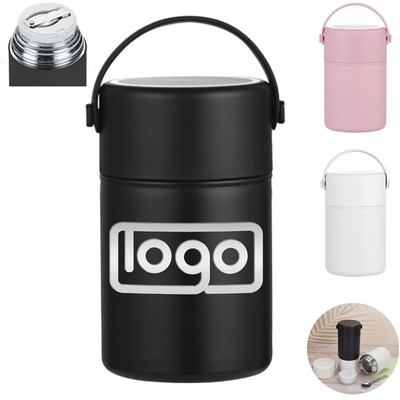 34oz Portable Stainless Steel Thermal Food Jar w/ Spoon