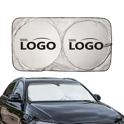 Foldable Car Windshield Sunshade With Storage Pocket