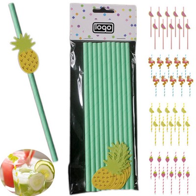 10PCS Fruit Themed Disposable Paper Straws