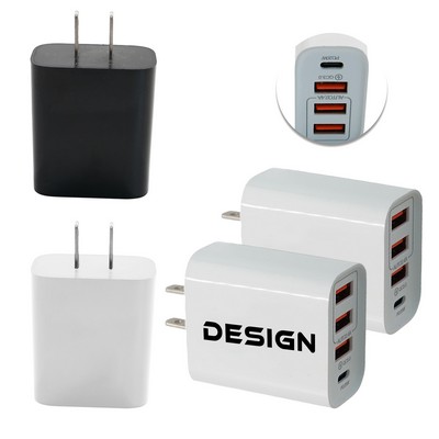 Custom 4 Port USB Wall Charger Block