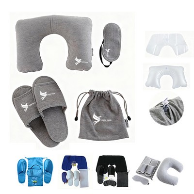 Travel Kit, Inflatable Pillow, Slippers, Sleep Mask