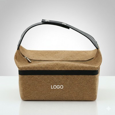 Wood Grain Leather Outdoor Coffee Set Storage Bag Multifunctional Handheld Lunch Tote