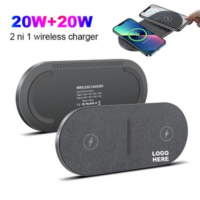 Custom Fast Charging Mat 2-in-1 20W Dual Wireless Charger