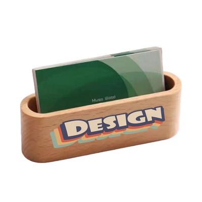 Elegant Wooden Business Card Box with Custom Logo Options
