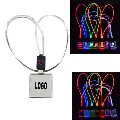 Rechargeable Acrylic Led Glow Lanyard Badge Necklace