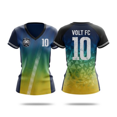 Women's Premium Sublimation Football Fanwear Jersey - Mesh Body, Spandex Sleeves & Shoulder