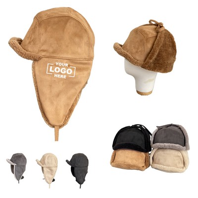 Suede Ski Pilot Earflap Hat