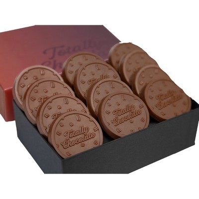 12-Piece Tasty Two-Bite Chocolate Cookie Gift Set with Classic Custom Packaging (2" cookies)