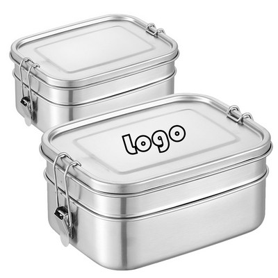 1340ml Double-Deck 304 Stainless Steel Bento Box, Food Storage Lunch Tins