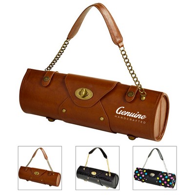 Portable Women's Leather Wine Bag