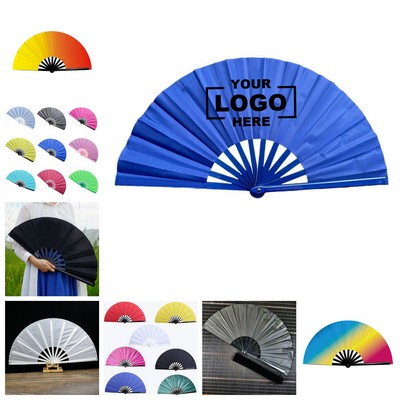 Colorful Kung Fu Plastic Tai Chi Martial Arts Cloth Fan Handfan