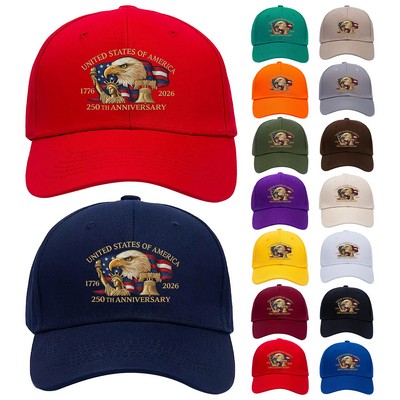 6-Panel Cotton Cap – Custom Logo & USA250 Commemorative