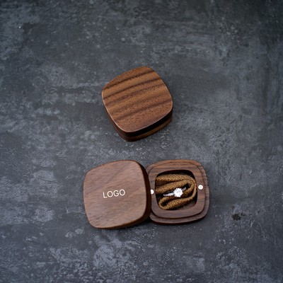 Custom Black Walnut Jewelry Box Personalized Mini Travel Case for Rings & Earrings
